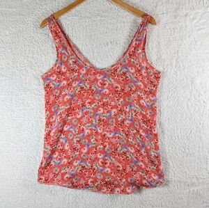Free People Floral Tank Top - Coral and Lavender